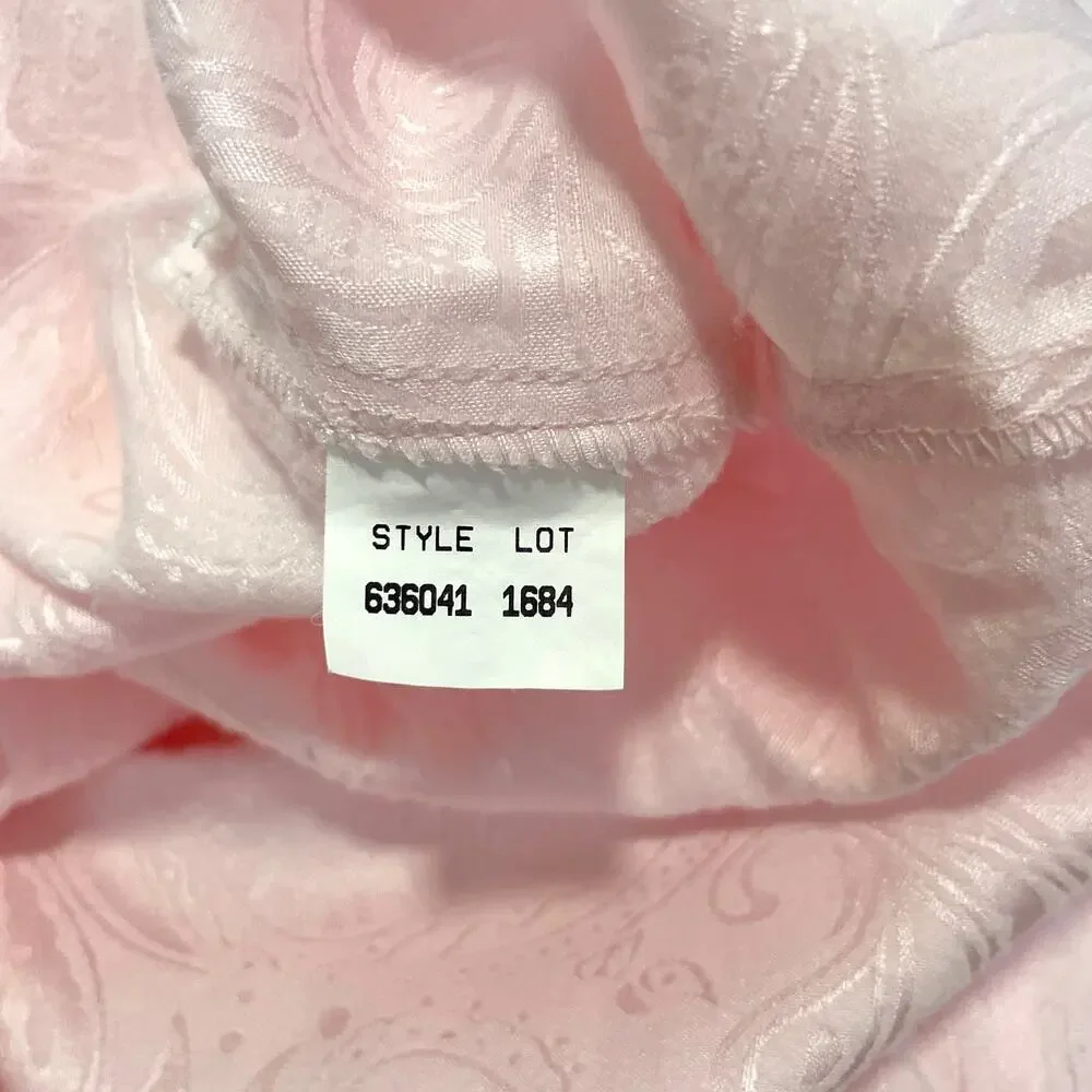 VTG Oscar De La Renta Night Gown Pink Paisley Satin Feminine Coquette Soft Girl